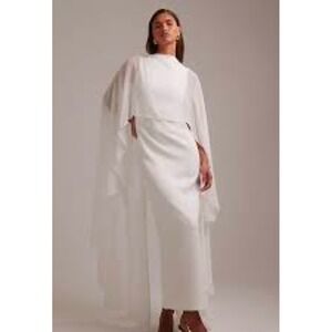 ASOS DESIGN Wedding White Maxi Dress with Sheer Cape Overlay Size US 6 NEW
